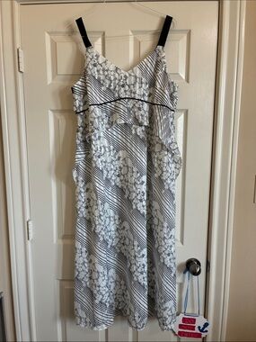 CAbi 6617 Glide Dress Black and White Striped Slip Dress NWOT